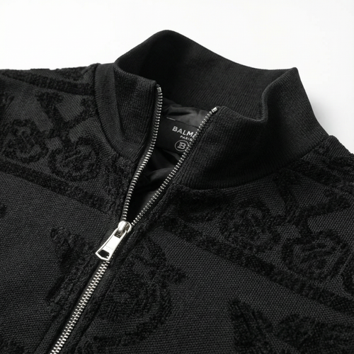 Balmain Black Jacquard Zip Jacket