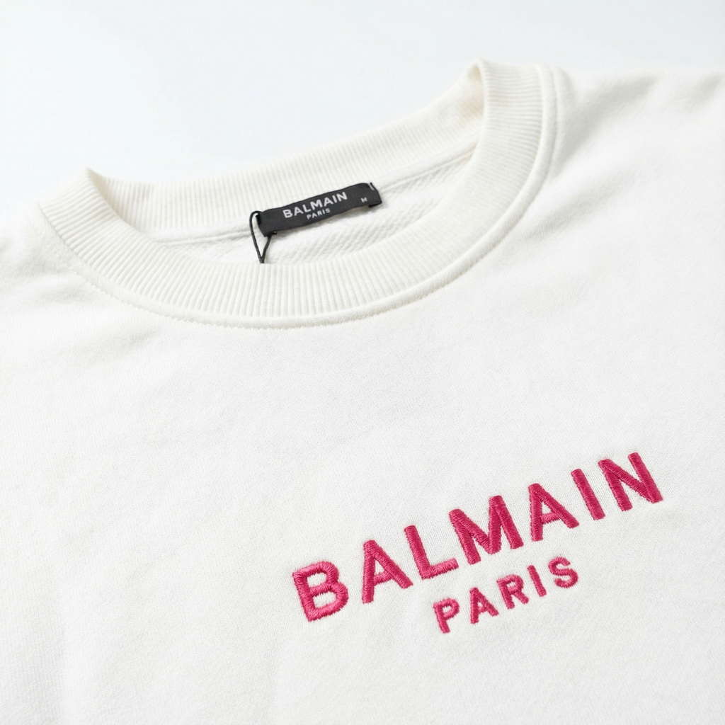 Balmain White Logo Sweatshirt – Red Print