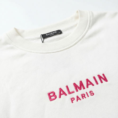 Balmain White Logo Sweatshirt – Red Print