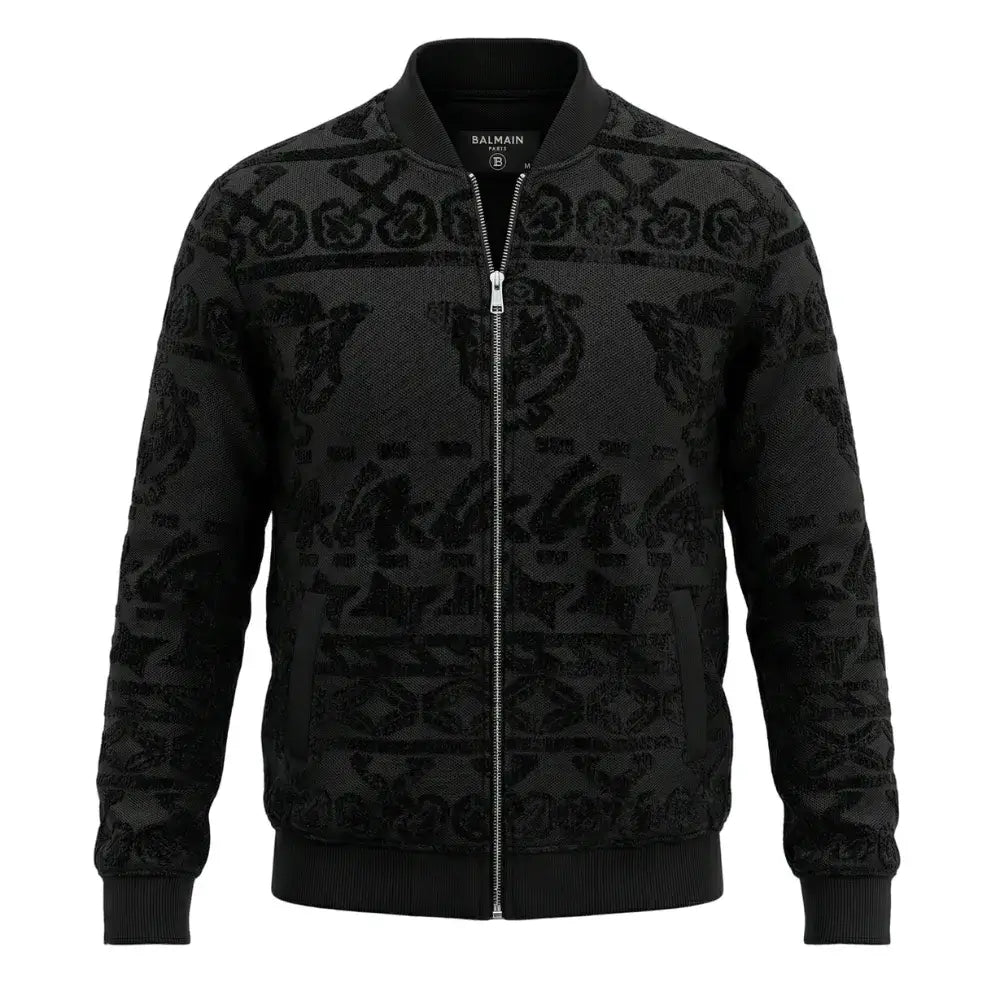 Balmain Black Jacquard Zip Jacket