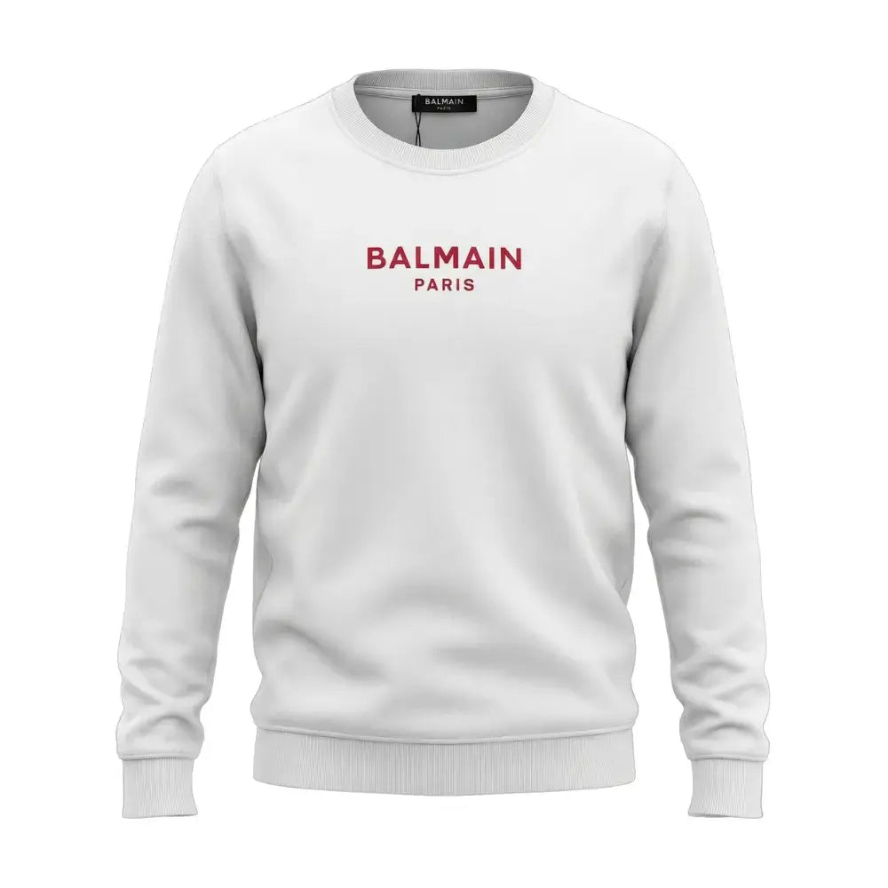 Balmain White Logo Sweatshirt – Red Print