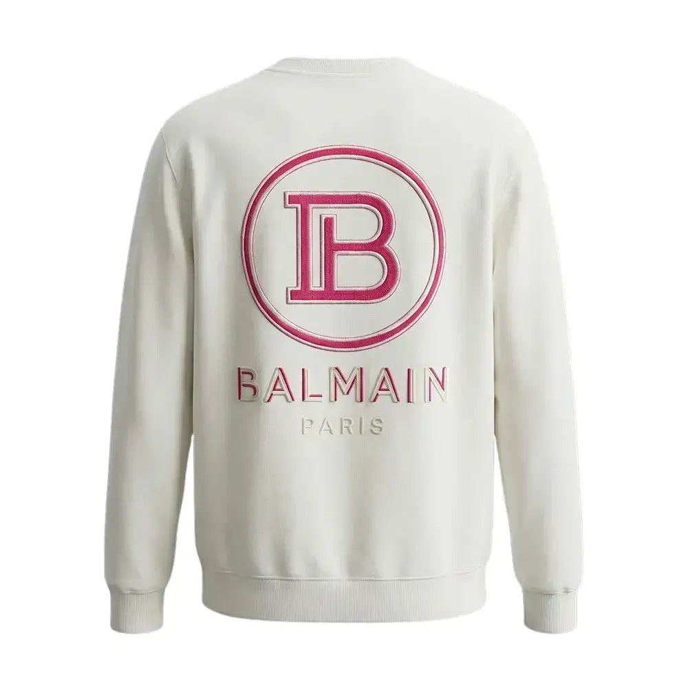Balmain White Logo Sweatshirt – Red Print